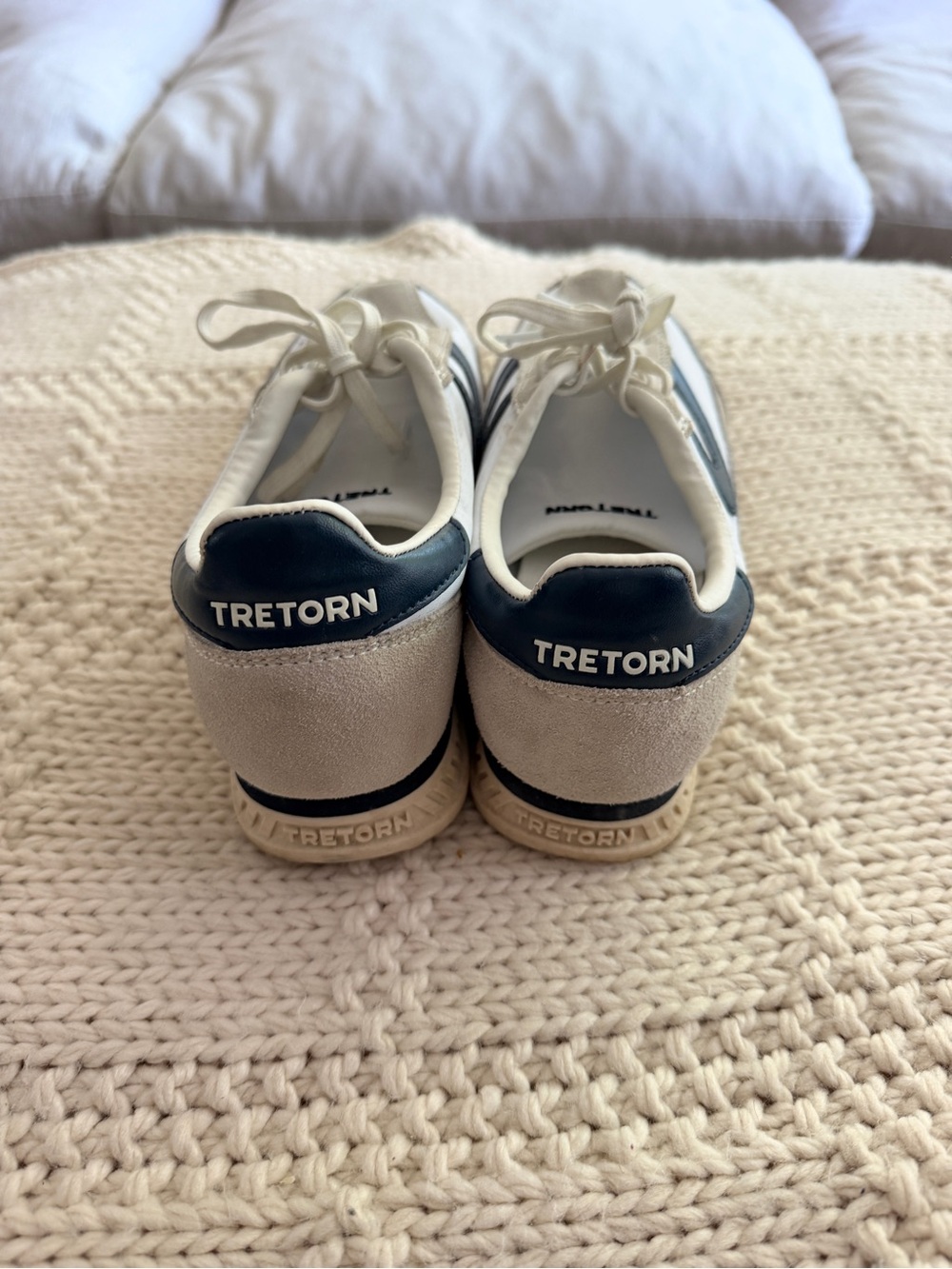 Tretorn White and Navy Retro Low-Top Sneakers - Picture 3 of 3